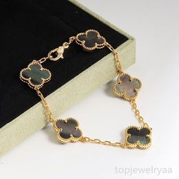 Bracelet New classic four-leaf clover mother-of-Pearl bracelet 19cm long designer bracelet women's holiday gift