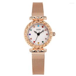 Wristwatches Unique Fashion Women Watches Rose Gold Carved Watch Case Luxury Casual Business Dress For Lady Waterproof Gift Clock