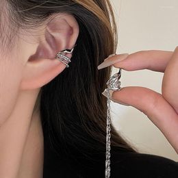 Backs Earrings Silver Color Asymmetric Long Tassel Ear Cuffs Non Perforated Elf Clip Fake Cartilage Selling Jewelry
