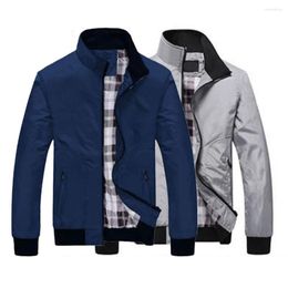 Men's Jackets Spring Jacket Great Simple Coat Grid Inseam Men Elastic Cuff For Outdoor