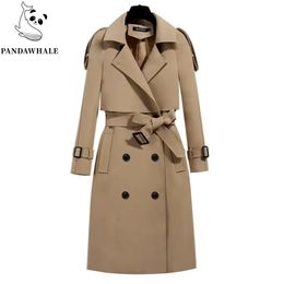 Womens Trench Coats Autumn Winter Women Korean Fashion Double Breasted University Style Loose Medium Length Female Clothing Tops 230928