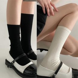 Women Socks L93F 2Pcs Short Thin Cotton Sweet Ruffle Princess Style Middle Tube