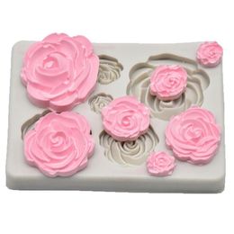 Rose Flower Silicone Mold Fondant Mold Cake Decorating Tools Chocolate Tool Kitchen Baking Scraper 1pc246t