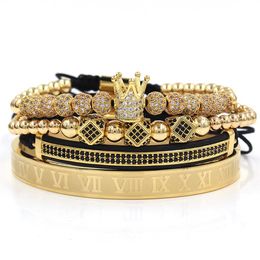 4pcs set Roman Numeral Titanium Steel Bracelet Couple Bracelet Crown 2019 for Lovers Bracelets For Women Men Luxury Jewellery 4 Colo253s