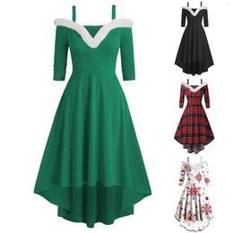 Casual Dresses Christmas Dress For Women Red Holiday Xmas Long Sleeve V Neck Cocktail Pary