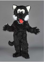 Adult Size High Quality Big Black Wolf Mascot Costume Christmas Halloween Animation Performance Props