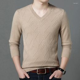 Men's Sweaters Brand Clothing Winter Keep Warm V-neck Knit Jacquard Male Slim Fit Fashion Casual Knitting Sweater Pullovers