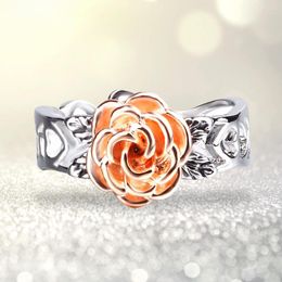 Wedding Rings Fashiona Rose For Women Hollow Out Ring Antique Electroplated Flower Original Valentine's Day Gift Jewelry