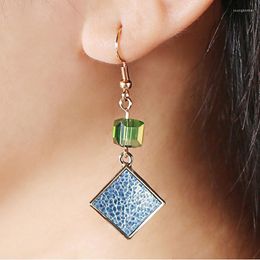 Dangle Earrings Unique European Style Alloy For Women Gold Colour With A Green Crystal Stone Birthday Party Ear Accessory A00081