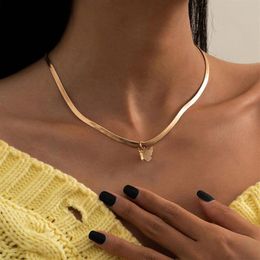 Snake Chain Choker Necklaces For Women 2021 Trend Butterfly Pendant Necklace Clavicle Fashion Jewellery Party Accessories Chokers260t