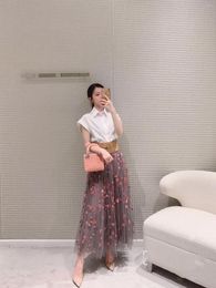 Skirts ON SALE! High Quality Women Grey Skirt Sweet Ball Gown Fashion Embroidery Sequins