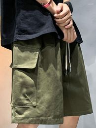 Men's Shorts Casual Trousers Men Clothing Mens Cargo Summer Army Green Cotton Loose Multi-Pocket