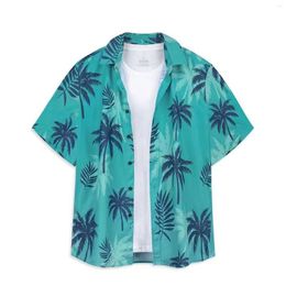 Men's Casual Shirts Designer Hawaiian For Men Summer Loose Resort Geometric Print Short Sleeve Top Beach Lapel Shirt Drop