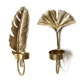 Candle Holders Creatives Metal Leaf Rack Candlestick Stylish Wall Decorations With Golden Finish For LivingRooms & Dining Area Durable 667A