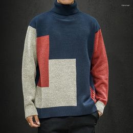 Men's Sweaters 2023 Autumn Youth Fashion Trend Classic Colour Block Pullover Knitwear Casual Versatile Long Sleeve Sweater