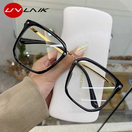 UVLAIK Blue Light Women's Glasses Frame Oversized Computer Eyeglasses Vintage Men Spectacles Transparent Square Eyewear Frame192l