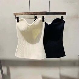 Women's T Shirts Black Clothes Sexy Crop Tops Korean Tunic Sleeveless Camis Backless Tube Top Ropa Mujer Y2K Fashion Knitted Vest Women