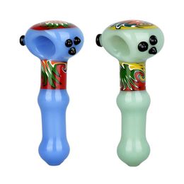 Colourful Wig Wag Smoking Pyrex Thick Glass Pipes Portable Handmade Dry Herb Tobacco Philtre Spoon Bowl Innovative Handpipes Pocket Cigarette Holder DHL