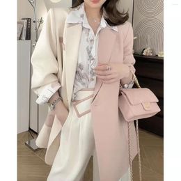 Women's Suits Suit Trendy Design Color Block Gentle Style Lady Thin Blazer 2023 Spring And Autumn Unique Women Coat Loose Top