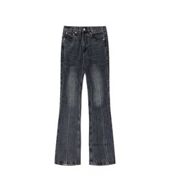 Men's Jeans Lost Video Tape Parisian Family Flared Washed Black Grey Old Jeans High Street Black Cow King Jeans