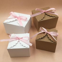 Gift Wrap Pretty 20Pcs/Lot Tie Ribbon Wedding Candy Packaging Boxes Carton For Handmade Soap Jewellery Cookies Petal