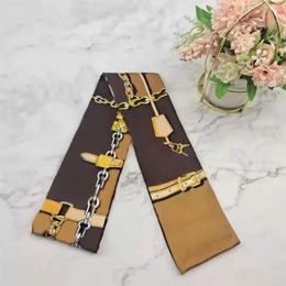 Designer woman silk scarf soft headband woman head scarf designer headscarf classic handbag scarf high quality silk material size 224J