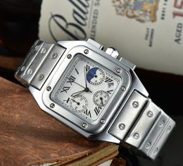 Men Wristwatch quartz Watch Fashion Square Blue Dial Stainless Steel Metal Strap Casual Watches Sport Clock Montre De Luxe car027