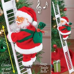 Electric Climbing Ladder Santa Claus Christmas Figurine Ornament Xmas Party DIY Crafts Festival Navidad278I