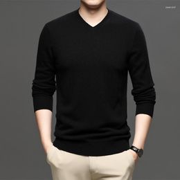 Men's Sweaters Business And Male Autumn Sweater 2023 Winter V-neck Color Men Knit Jke10936 Solid