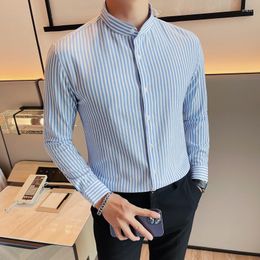 Men's Dress Shirts Brand Clothing Striped Without Pocket Long Sleeve Standard-fit Youthful Casual Button-down 4XL-S