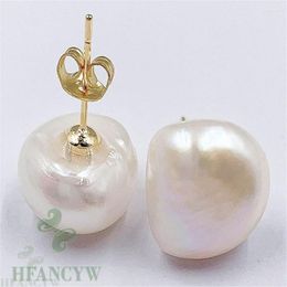 Dangle Earrings 11-12mm White Baroque Pearl Earring 18k Ear Stud Party Wedding Fashion Mesmerizing Real Accessories Irregular Flawless