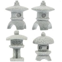 Garden Decorations 4 Pcs Decor Pagoda Statue Mini Miniature Tiny Model Sandstone Simulation Pavilion Decoration