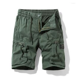 Men's Shorts Summer Cargo Short Men Casual Loose Knee Length Elastic Waist Drawstring S Cotton Breathable Clothing Many Pockets