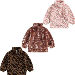 Coat FOCUSNORM 3 7Y Winter Toddler Kids Girls Boy Outwear Warm Fuzzy Long Sleeve Leopard Vintage Print Zipper Sweatshirt Jacket 230928