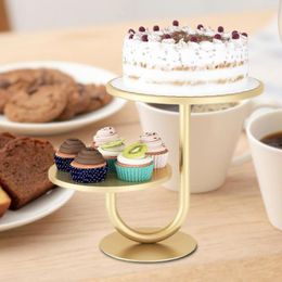 Bakeware Tools Dessert Stand Cupcake Holder 2-tier Cake Simple Installation Display With Round Serving Tray Corrosion