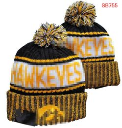 Iowa Beanies Hawkeyes Beanie North American College Team Side Patch Winter Wool Sport Knit Hat Skull Caps A0