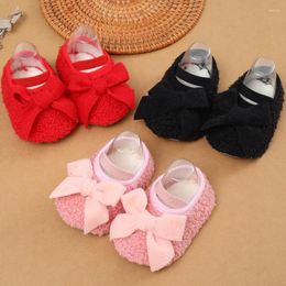 First Walkers Born Baby Unisex Coral Fleece Bootie Winter Warm Infant Toddler Crib Shoes Classic Floor Bowknot