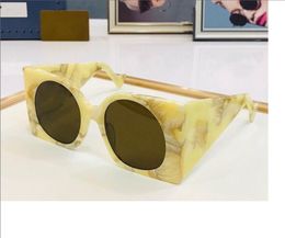 2023 unisex high quality fashion sunglasses yellow width triangle plank feet fullframe brown round glasses available with box