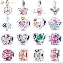 925 Sterling Silver for women charms authentic bead Four leaf clover heart-shaped beads