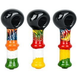 Latest Colourful Wig Wag Pyrex Thick Glass Hand Pipes Portable Philtre Herb Tobacco Black Spoon Bowl Smoking Bong Holder Innovative Cigarette Holder Tube DHL