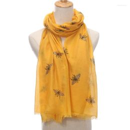 Scarves Designer Bee Scarf Women Autumn And Winter Warm Plain Fashion Retro Bandanas Foulard Hijab Shawl