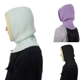Berets Balaclava Women Face Cover Hooded Hat Knitting Neck Warmer For Outdoor Halloween Cosplay