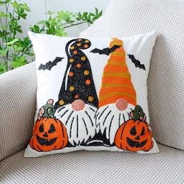 Pillow Halloween Decor Throw Case Cover Faceless Monster Pumpkin Cartoon Embroidered Canvas Home Pillowcase