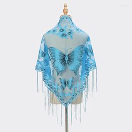 Scarves Women Fashion Tassel Triangle Scarf Solid Cut Lace Butterfly Embroidered Sahwl Pashmina