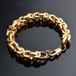 KASANIER Rock And Hip Hop Gold Bracelet 9MM Gold Colour Man Fashion Jewellery Man Boss Curb Bracelet New Pendant Jewelry238e