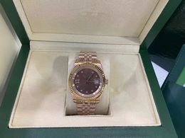 With Original Box Luxury Watches 41MM 18K Gold Dark Rhodium Index Dial Automatic Fashion Brand Men's Watch Wristwatch 2024