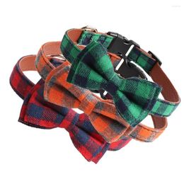 Dog Collars Adjustable Length Breakaway Safety Buckle Puppy Leather Pet With Bow Tie For Small Large