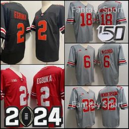 2024 Ohio State 18 Marvin Harrison Football 2 Emeka Egbuka 97 Nick Bosa 32 Henderson Black White Red New Gray Mens College Football Jerseys