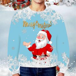 Men's Hoodies Jackets For Men Hoodie Winter And Autumn Casual Round Neck Long Sleeve Christmas Snowflake Print Fleece Zippe Jacket