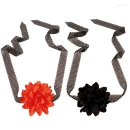 Scarves Flower Choker Necklace For Women Sequin Skinny Scarf